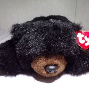 Vintage 1996 TY Paws Style 5025 Black Bear 18" Plush Stuffed Animal Shiny Fur